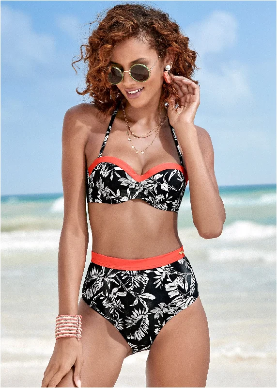 budget swimwear online -Banded High-Waist Bottom - Tropicoral