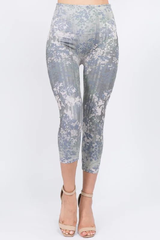 sports legging sleek vibes -Agave Floral Cropped Leggings