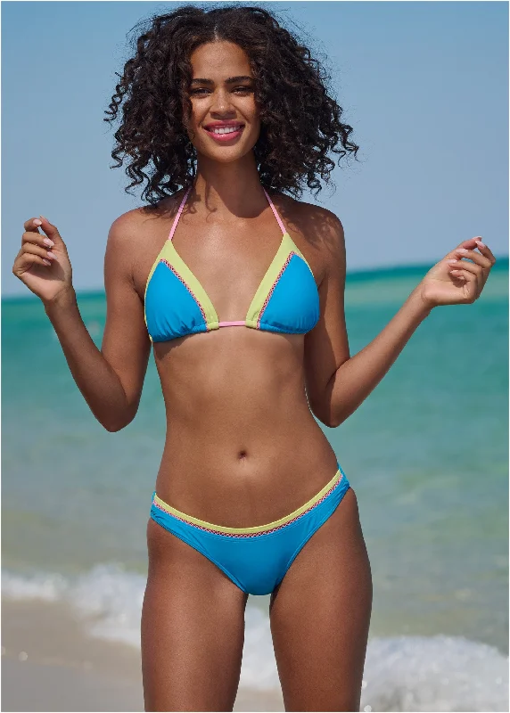 swimwear tropical flair -Diamond Stitch Bottom - Soft Seas