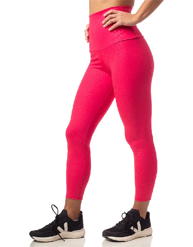 quick sports legging athletic -Embossed Leopard 7/8 Legging Cherry