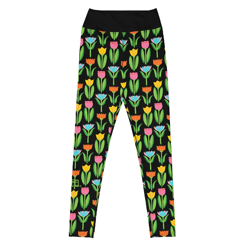 sports legging misty jogs -Tulip Garden Yoga Leggings