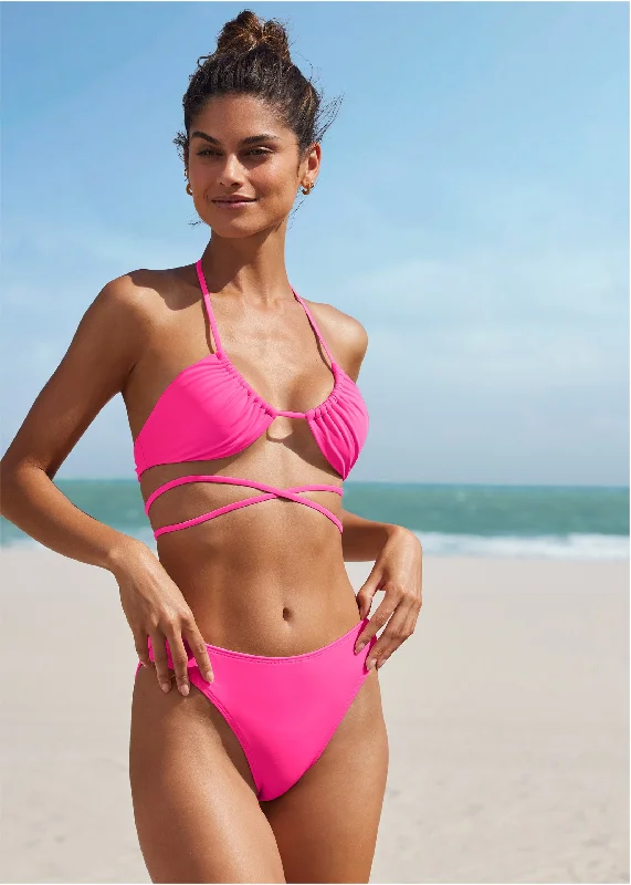 swimwear gentle vibes -Honolulu Vintage High Leg Bottom - Hot Pink