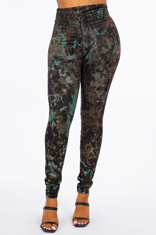 sports legging bold flair -Rustic Copper Camo Print Leggings