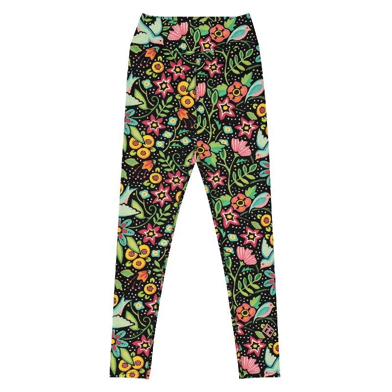 sports legging cardio jogs -Birds Amidst Flowers Yoga Leggings