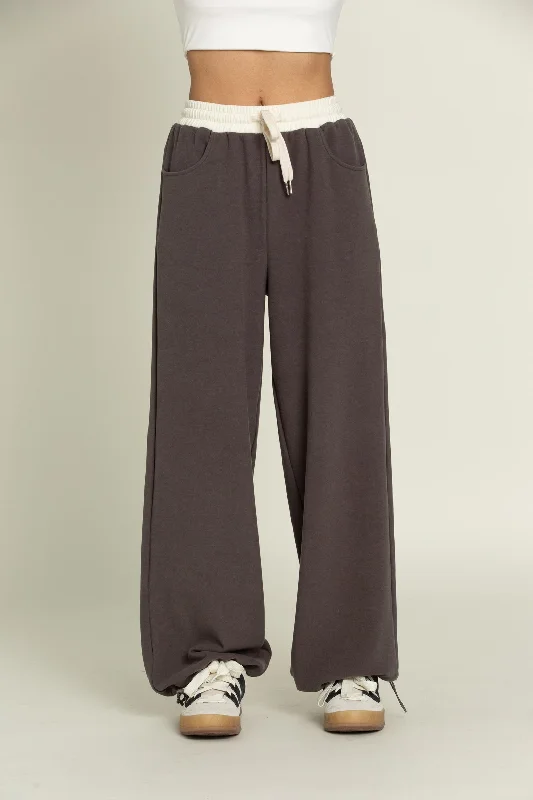 Sports Jacket for layering-sports pant for steady runs -Charcoal Wide Leg Pants