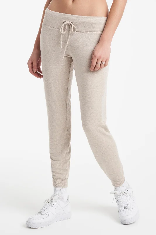 Sports Jacket for gym-women’s sports pant relaxed -Lounge Around Midi Jogger - Oatmeal Heather