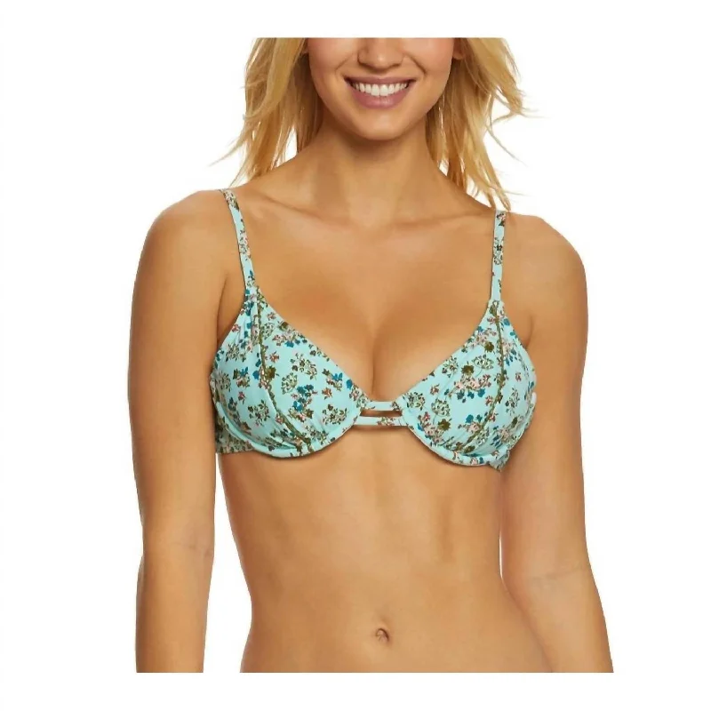 Sports bra with breezy straps -Picturesque Underwire Bra Bikini Top In Aqua