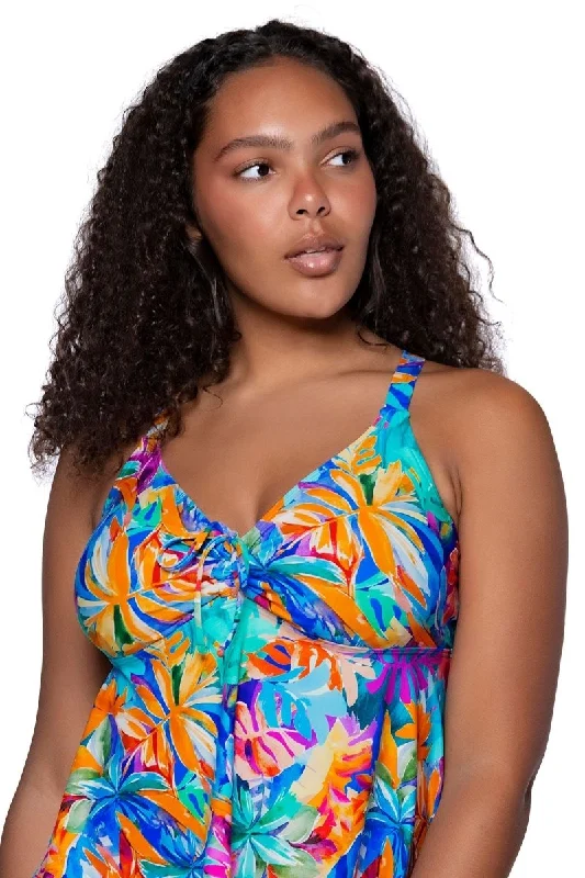 Sports tank top with split cut -SUNSETS ESCAPE MARIN UW TANKINI TOP