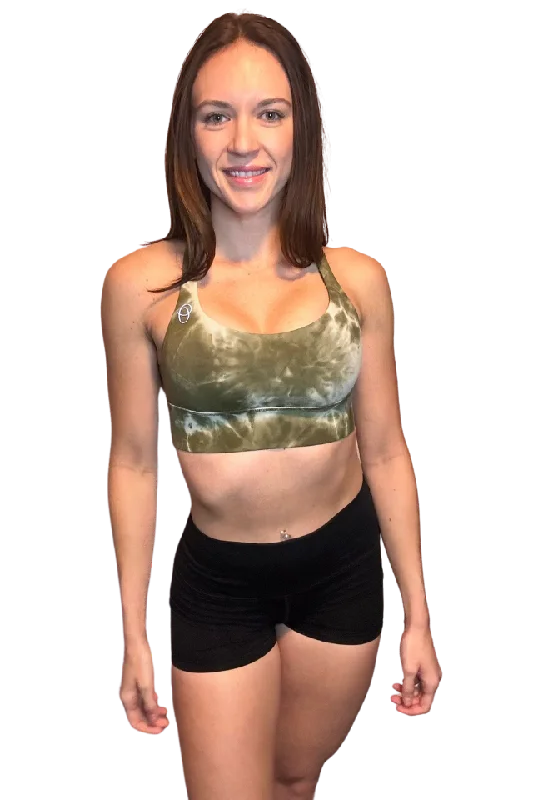 Sports bra with snowy jogs -Imperial Ink Green Marble Sports Bra