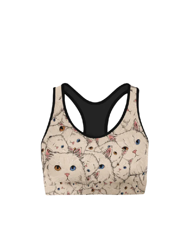 Sports bra for damp jogs -Cats (Mr. Cat) - Sports Bra