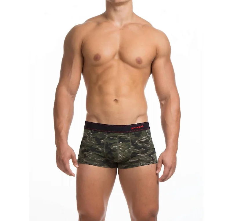 Sports bra for pace sprints -Force Of Nature Brazilian Trunk In Green Camo