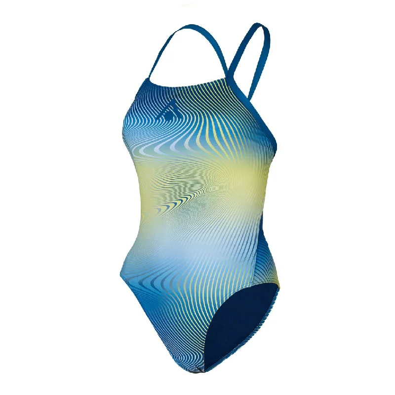 swimwear bendy flair -Aqua Sphere Essentials Tie-Back Suits- Blue/Yellow