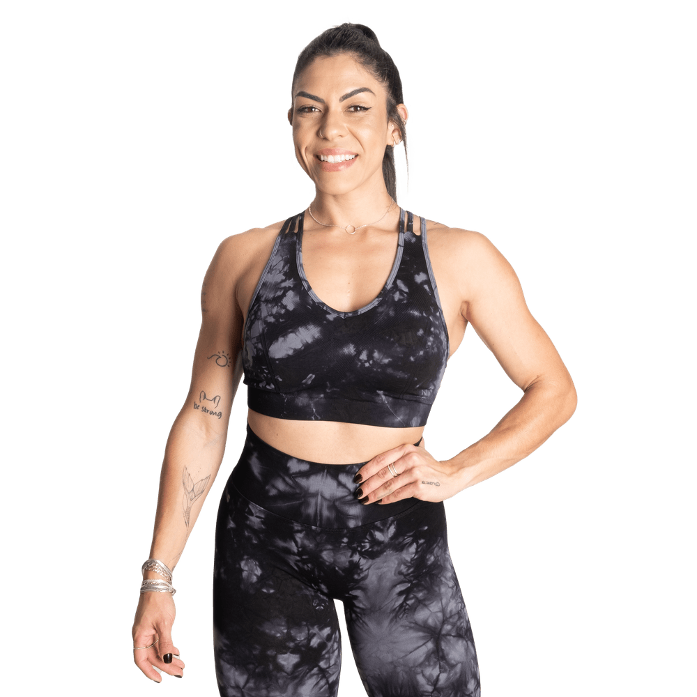 Sports bra with seamless cups -Better Bodies Entice Sports Bra - Black Tie Dye