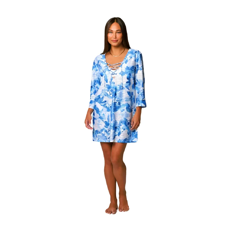 swimwear cool vibes -J. Valdi Bluebell Lace Neck Tunik Cover Up