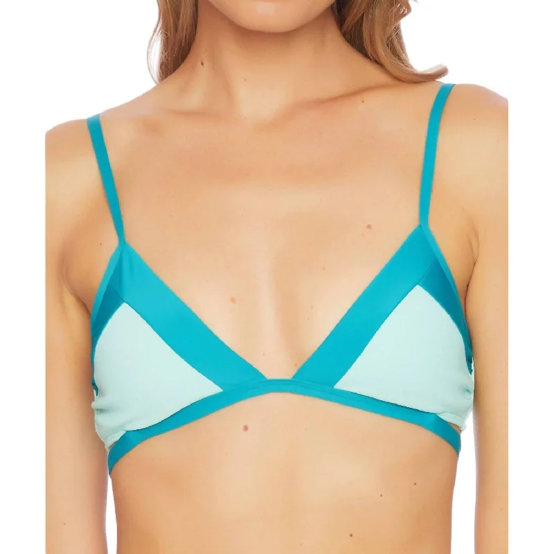 Sports bra for vault exercises -Color Blocked Bralette Bikini Top In Aqua