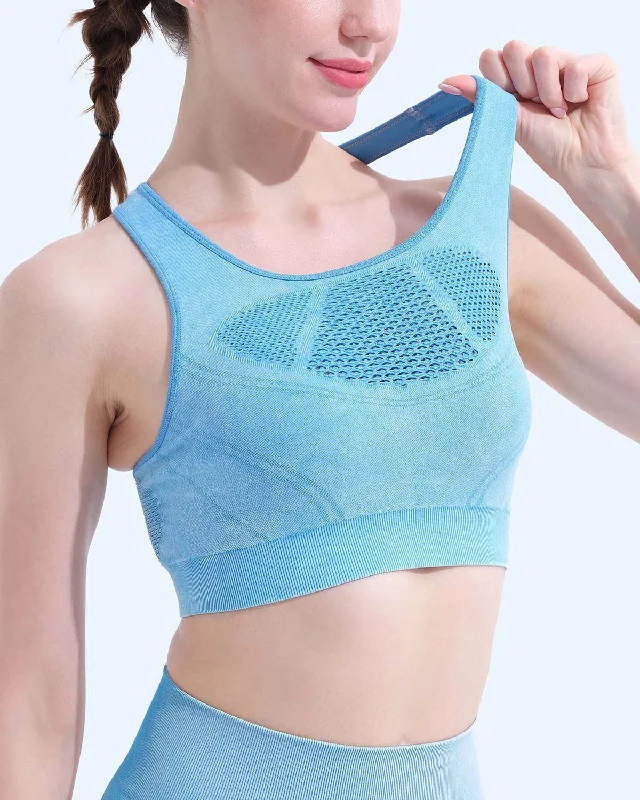 Sports bra with ripple fit -Thea Sports Bra - Blue