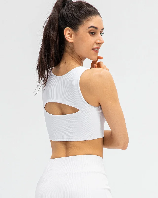 Sports bra with sheer straps -Lyla Sports Bra - White