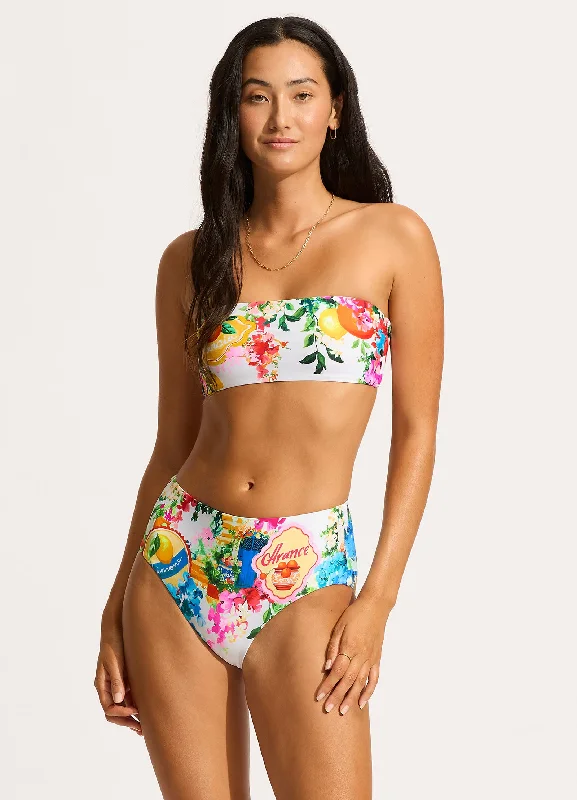 swimwear cool vibes -Ciao Bella High Waisted Bikini Bottom - White