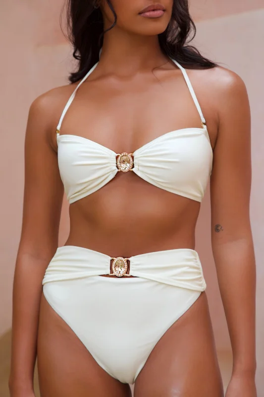 swimwear power laps -Amour 'Coconut' High Waist Crystal Bikini Bottoms