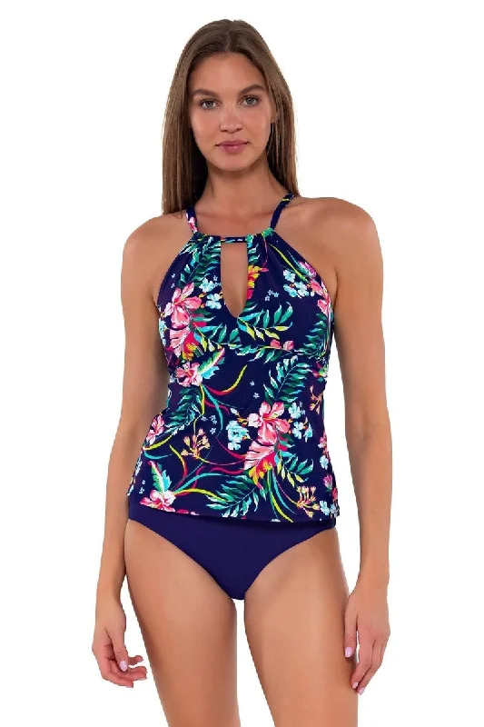 Sports tank top with firm cut -SUNSETS MIA PRINTED TANKINI TOP