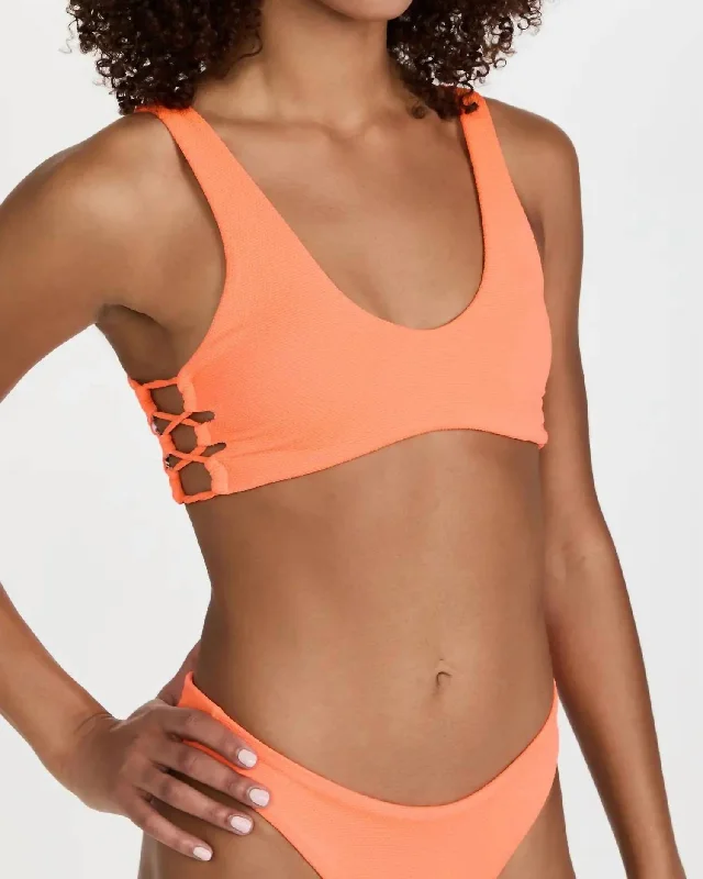 Sports bra for brisk dashes -Town Sporty Bralette Bikini Top In Orange Poppy