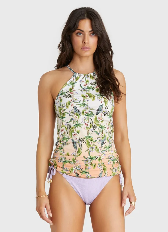 Sports tank top with mesh cutouts -Daffodil Lawley Tankini