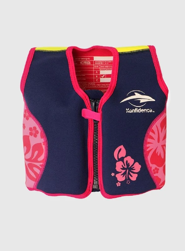 Konfidence Swim Jacket in Pink Hibiscus