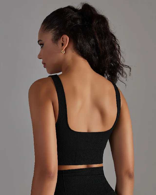 Sports bra with thick elastic -Alodia Flexi-U Sports Bra - Black