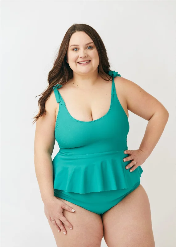 swimwear daily swims -June Peplum Tied Shoulder Top -*FINAL SALE*