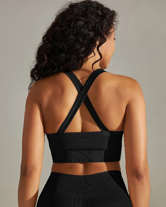 Sports bra with cool straps -Cleo Crossback Sports Bra - Black