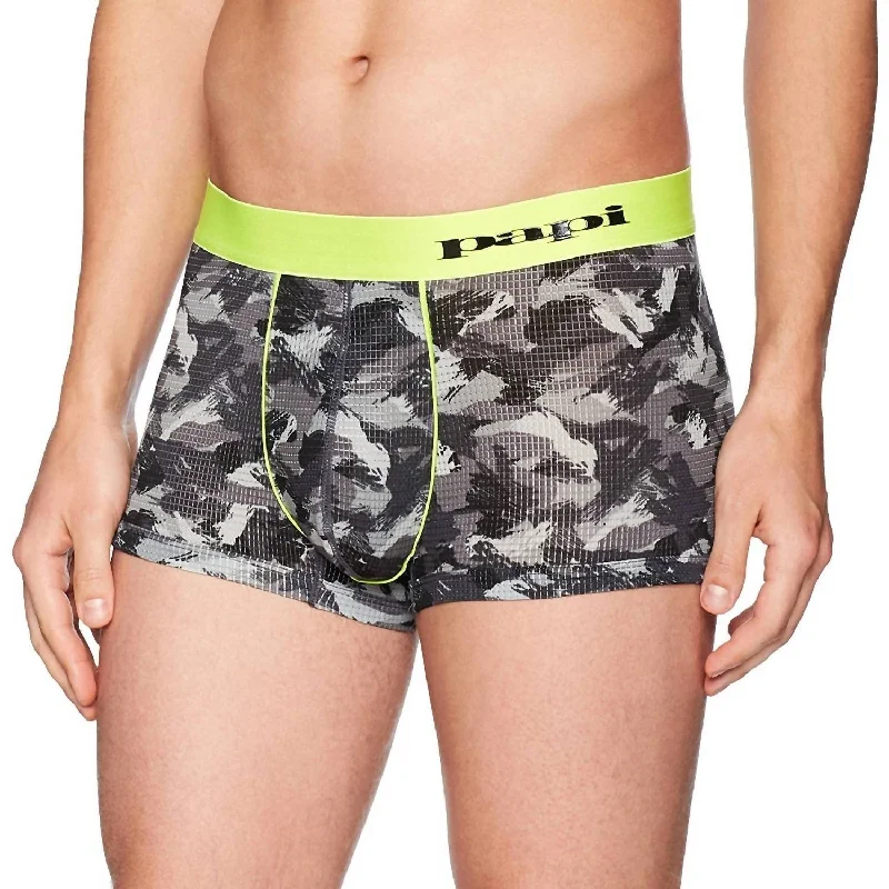 Sports bra for dynamic bursts -Catalyst Camo Brazilian Trunk In Gray/acid Lime