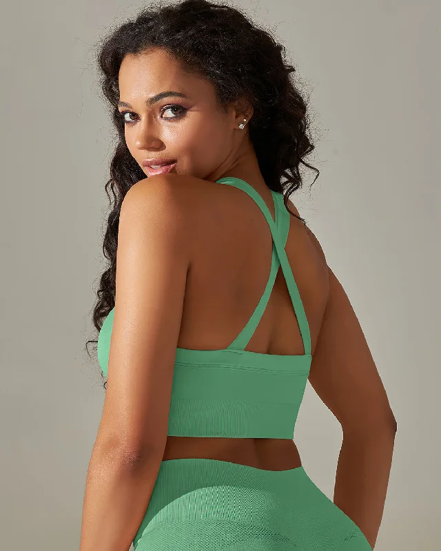 Sports bra with knot band -Cleo Crossback Sports Bra - Green