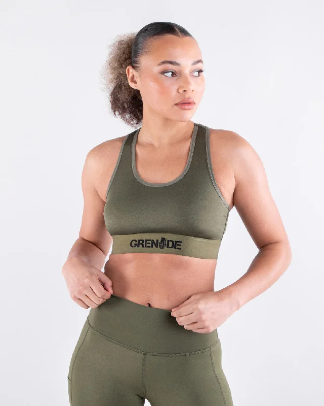 Sports bra for handball games -Women's Recruit Sports Bra - Army Green