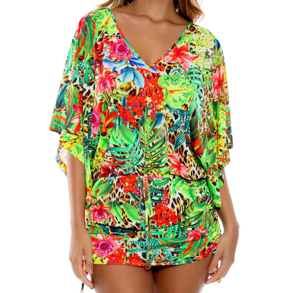 swimwear swim runs -Luli Fama Lush Horizon Cabana V Neck Dress