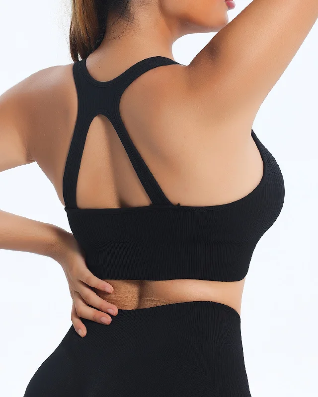 Sports bra with contoured band -Kylee Sports Bra - Black