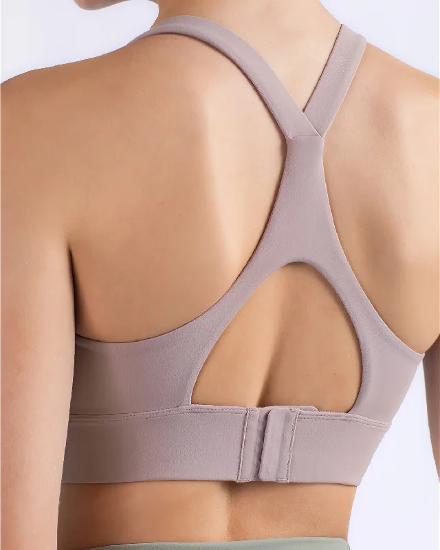 Sports bra with peekaboo straps -Jessie Sports Bra - Faded Plum