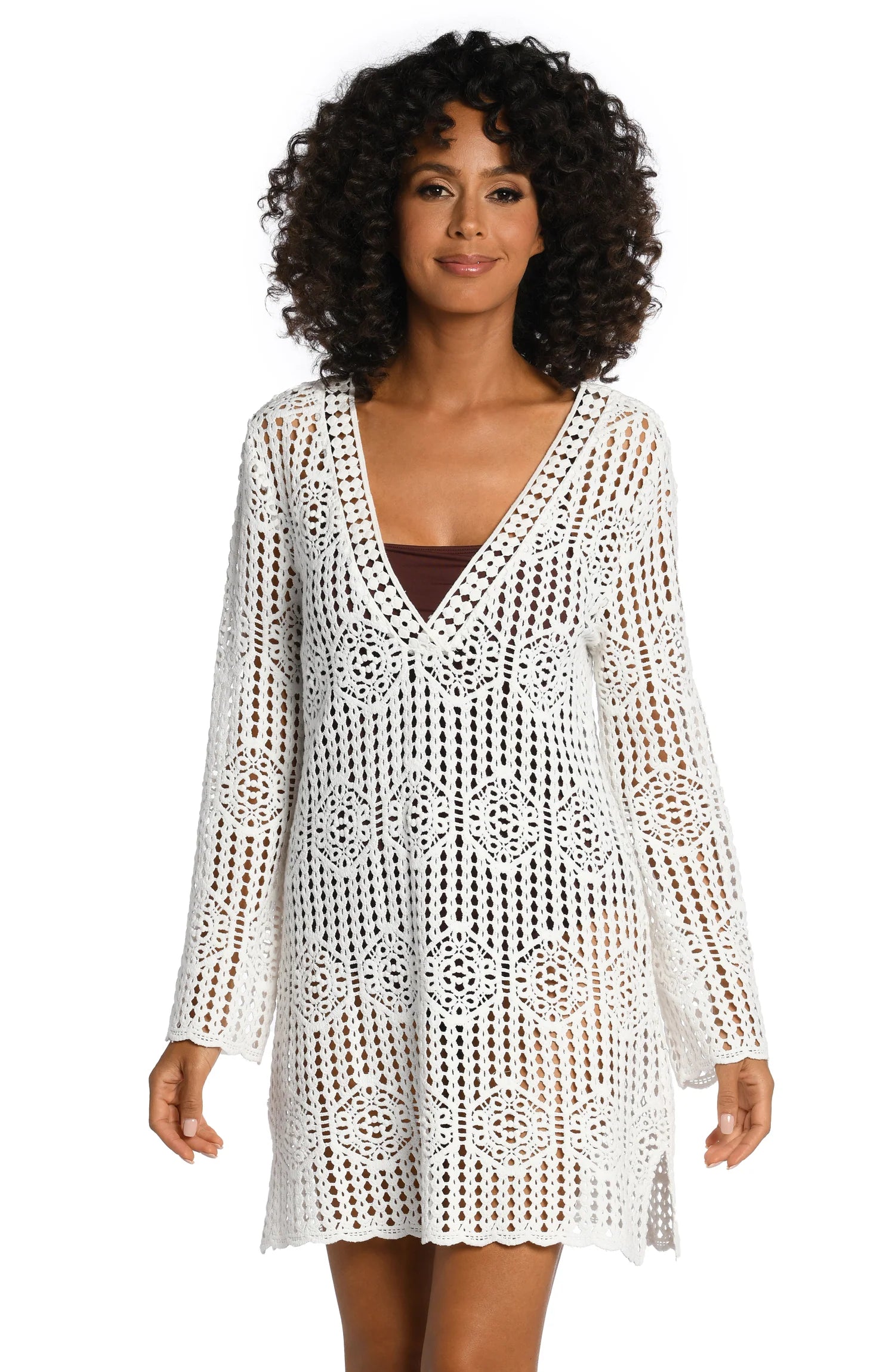 swimwear foggy swims -La Blanca Waverly Covers Ivory Crochet V-Neck Cover Up