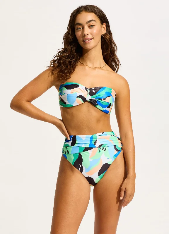 swimwear light swims -Rio High Waist Wrap Front Bikini Bottom - Jade