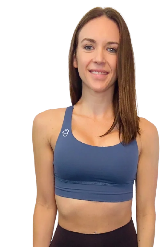 Sports bra with camogie games -Genesis Matte Blue Sports Bra