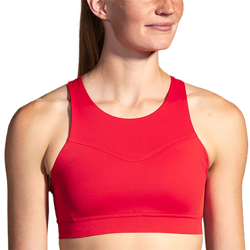 Sports bra with firm band -Brooks Drive 3 Pocket Run Bra - Salsa