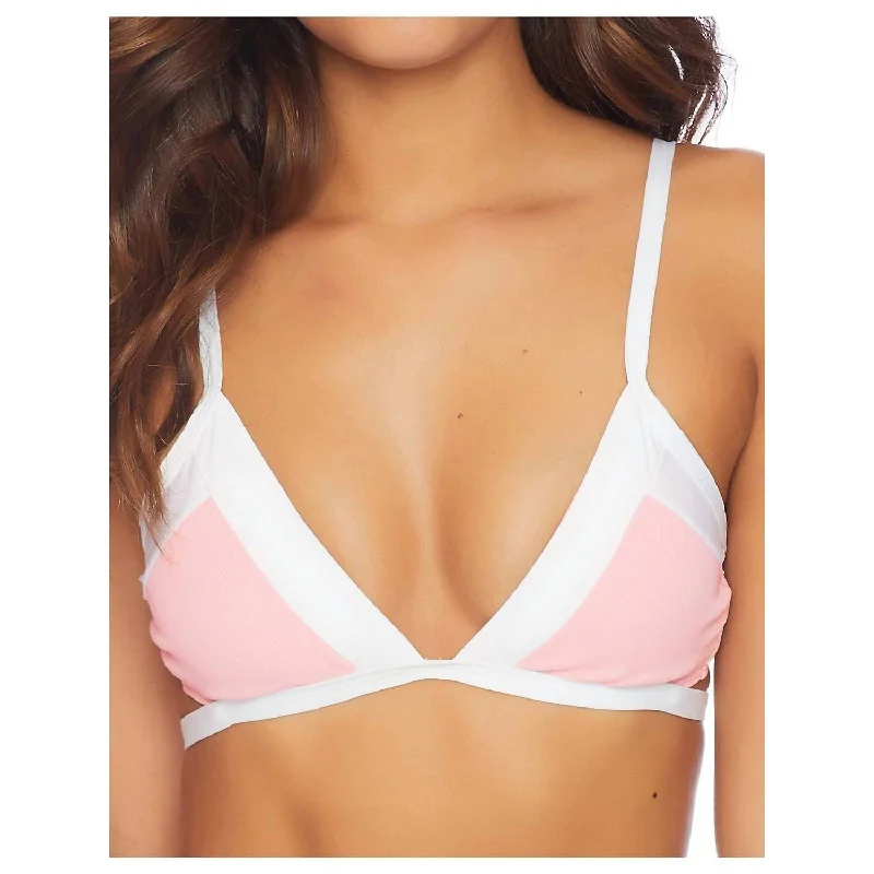 Sports bra for pulse bursts -Color Blocked Bralette Bikini Top In Pink