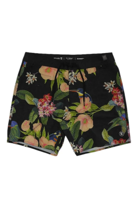 Sports shorts for rainy runs -Roark Men's Passage 17 Inch Manu Floral Boardshort