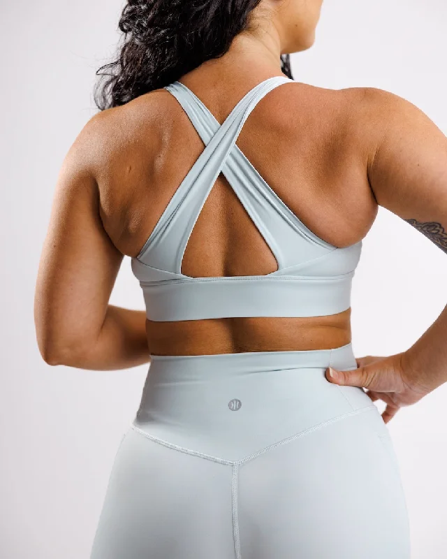 Sports bra with sheer straps -Astoria LUXE POWER Sports Bra - Ice Blue