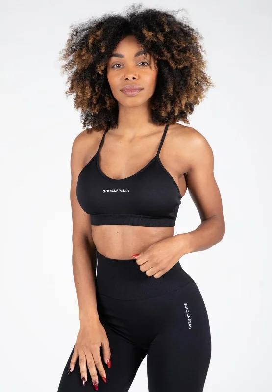 Sports bra with breezy lining -Gorilla Wear Quincy Seamless Sports Bra - Black