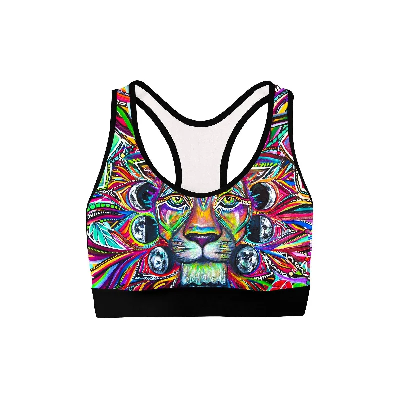 Sports bra with crisscross cups -Lunar Lion Sports Bra