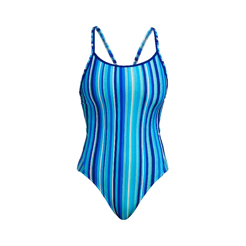 swimwear swim nuts -Funkita Lane Lines Diamond Back Ladies One Piece