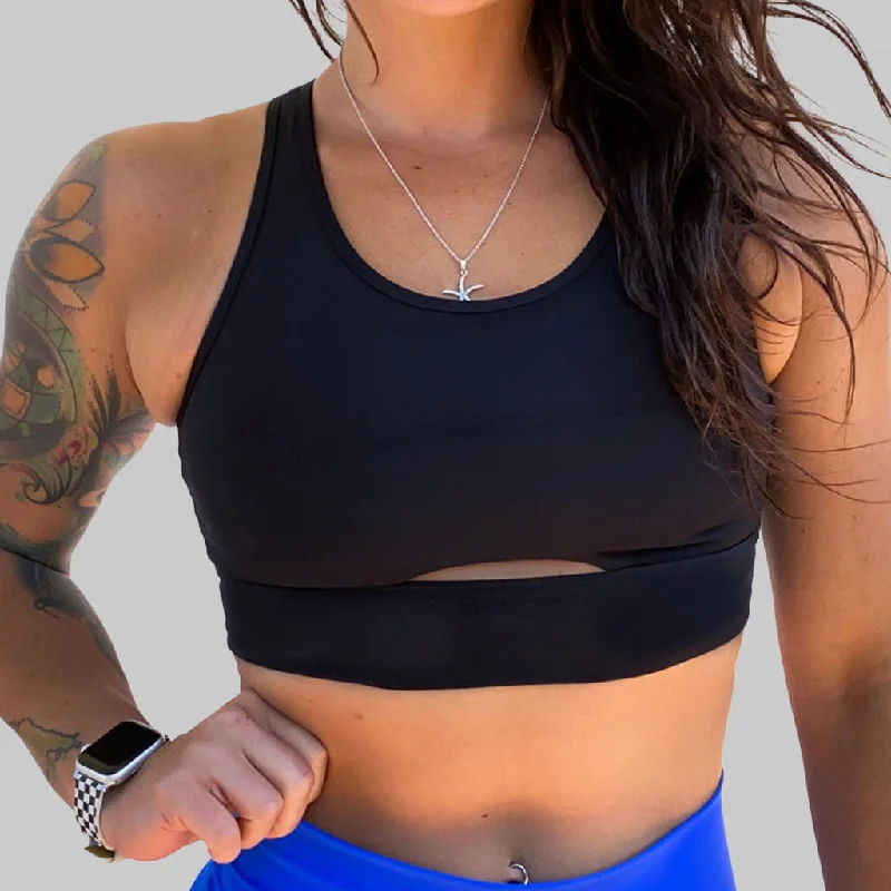 Sports bra with core sprints -Salty Savage Ladies Peekaboo Sports Bra | Cocoa Beach Performance