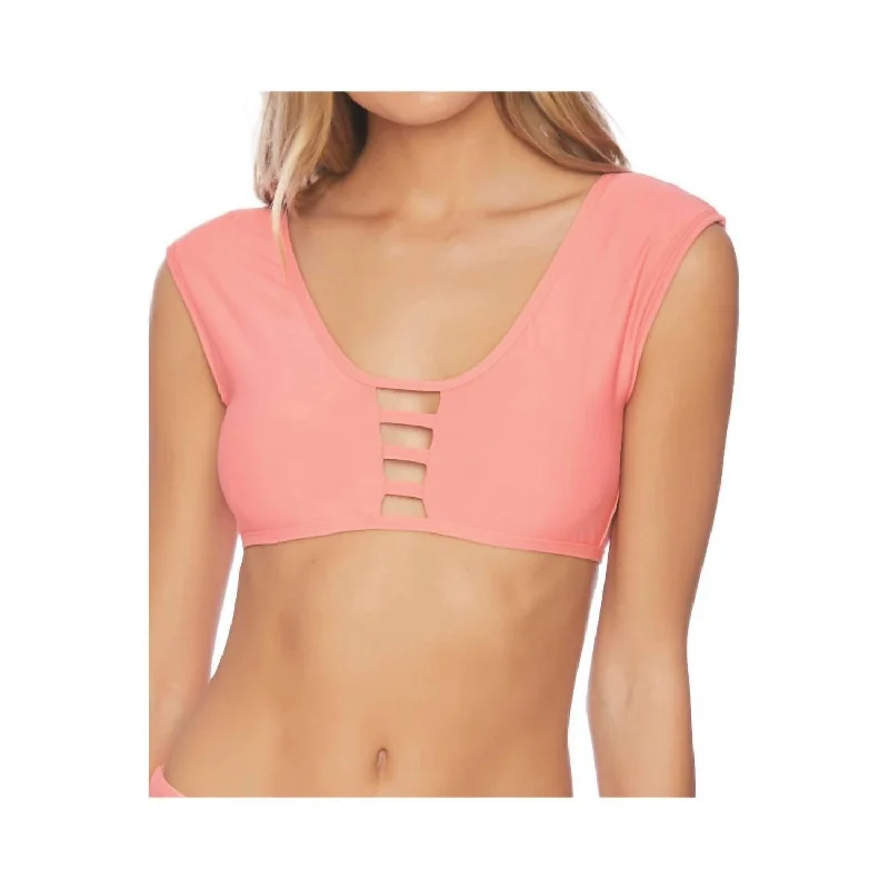 Sports bra with firm straps -Solid Coordinator Bralette Bikini Top In Pink Grapefruit