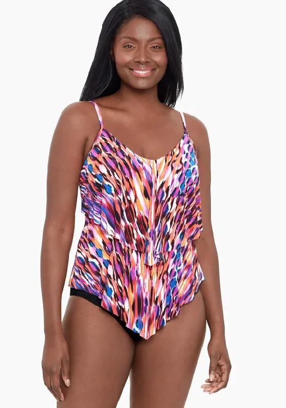 Sports tank top with wide cut -TRIMSHAPER 6550820 RONNIE IKAT TANKINI TOP