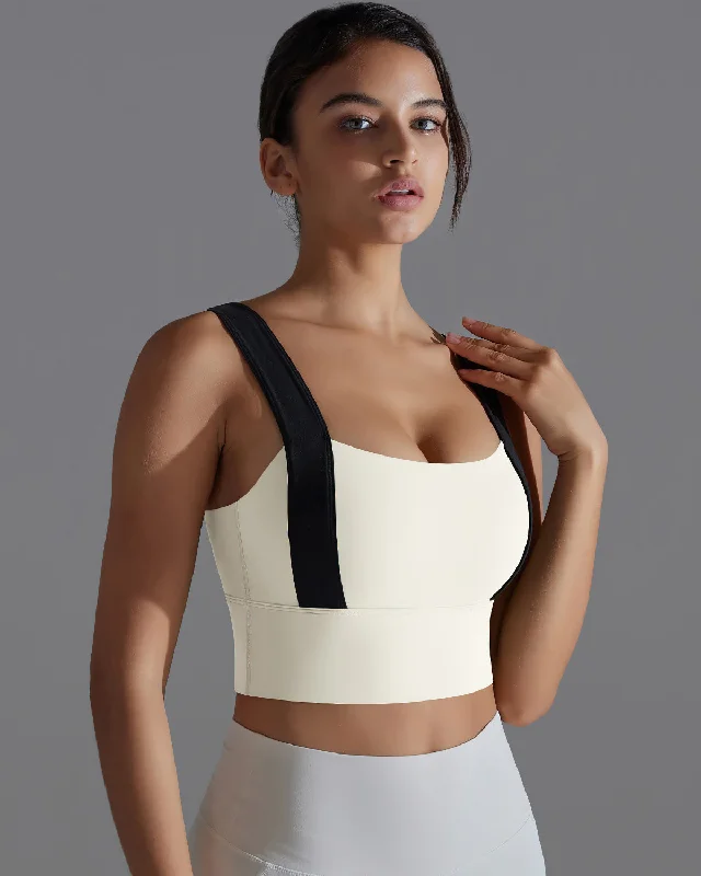 Sports bra with lattice print -Kiera Sports Bra - Beige